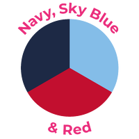 Navy, Sky Blue and Red