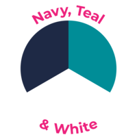 Navy, Teal and White